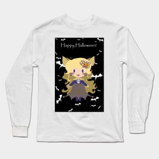 "Happy Halloween" Cute Blonde Halloween Lady Long Sleeve T-Shirt